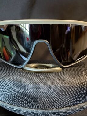 Oakley Men or Women Shield Sunglasses in White Frame with Black Lens